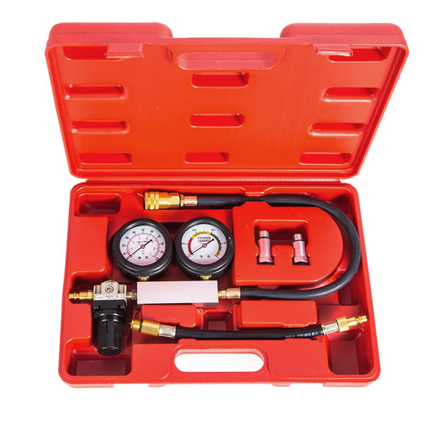 Freeshipping 0-100PSI Dual Gauged Cylinder Leakage Detector and Crank Stopper for Engine Cylinder Leak Tester Gauge Tool for Petrol Engine