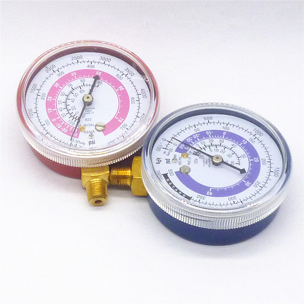 Wholesale-One Pair A/C R134A R22 Air Conditioner Refrigerant Low&High Pressure Gauge PSI KPA Refrigeration Pressure Gauge Coolant