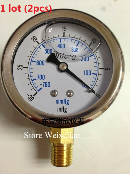 Pressure Gauge -760-0mmHg 1/4PT Vacuum Meter for Hydraulic Power Machine Pressure Gauge Manometer 1 lot (2pcs) Free Shipping