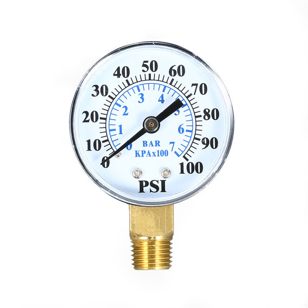 0~100psi 0~7bar 1/4 inch NPT Dual Scale Mechanical Pressure Gauge Pool Filter Aquarium Water Air Gas Pressure Gauge Meter