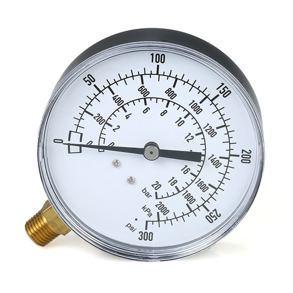 0~300psi 0~20bar Mechanical Pressure Gauge Pool Filter Aquarium Water Air Gas Pressure Gauge Meter 1/4 inch NPT Bottom Mount