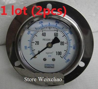 Pressure Gauge 0-100KG/1400psi 1/4PT Vacuum Meter for Hydraulic Power Machine Pressure Gauge Manometer 1 lot (2pcs) Free Shipping