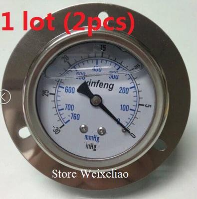 Pressure Gauge -760-0mmHg 1/4PT Horizontal Vacuum Meter for Hydraulic Power Machine Pressure Gauge Manometer 1 lot (2pcs) Free Shipping