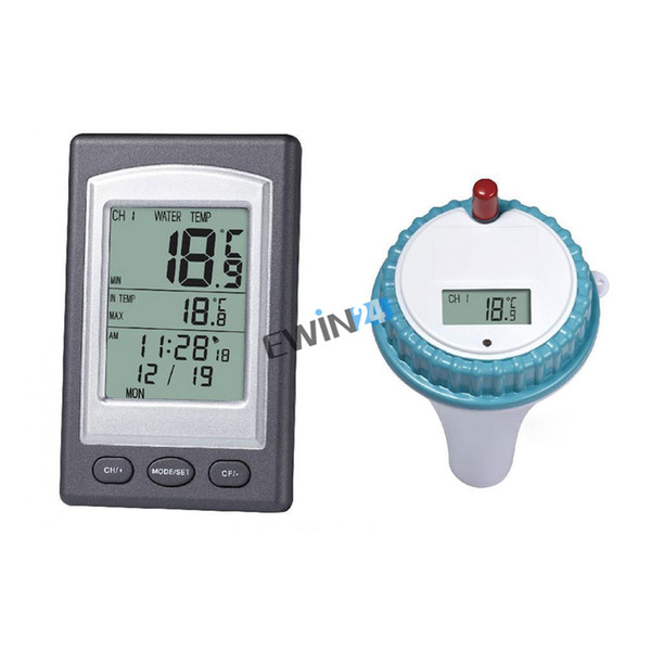 Wireless Indoor and Outdoor Swimming Pool Spa Hot Tub Scoop Thermometer Water Temperature Guage with alarm clock function Pool