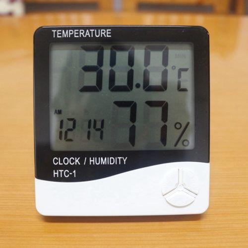 Digital LCD Temperature Humidity Meter Clock Double Use HTC-1 Free Shipping