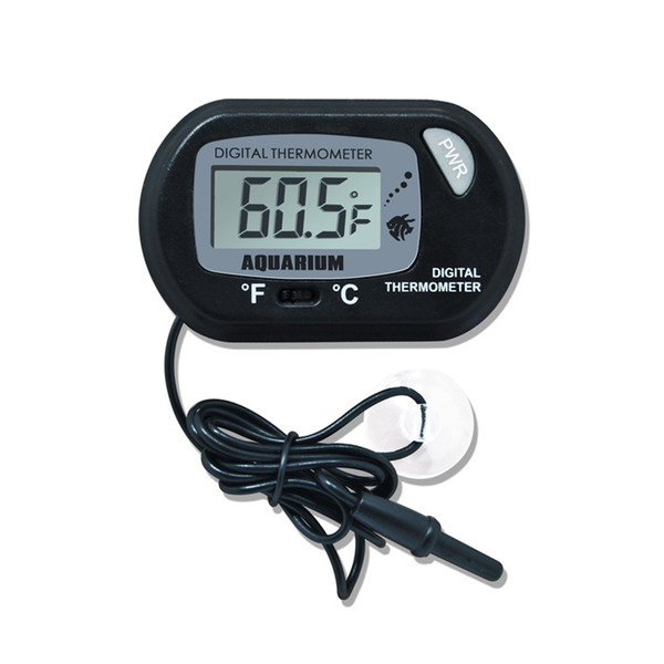 Mini Digital Fish Aquarium Thermometer Tank with Wired Sensor battery included in OPP bag Black Yellow