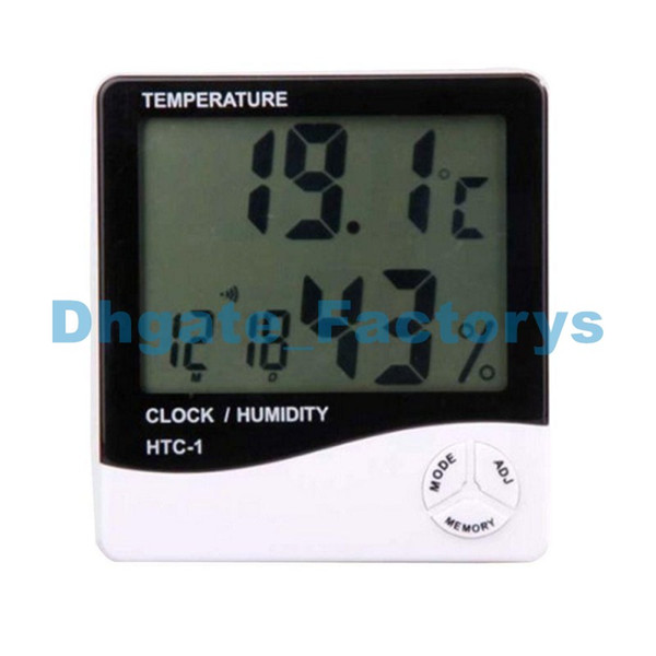 LCD Thermometer Hygrometer Temp Humidity Clock HTC-1 Hygrometers Clockes 1000pcs/lot fast shipment by Fedex DHL DHFTY-098