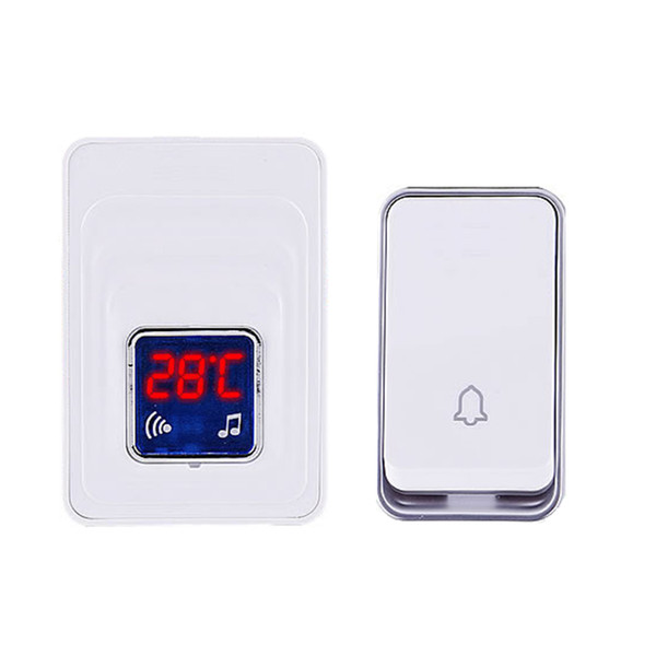 No Battery Wireless Thermometer Doorbell Door Bell Kit Outdoor Indoor Waterproof Plug-in Temperature Gauge Display