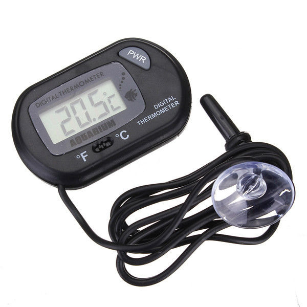 2016 New LCD Display Digital Fish Aquarium Tank Marine Water Thermometer Black Sensor Cable 1M With Suction Base