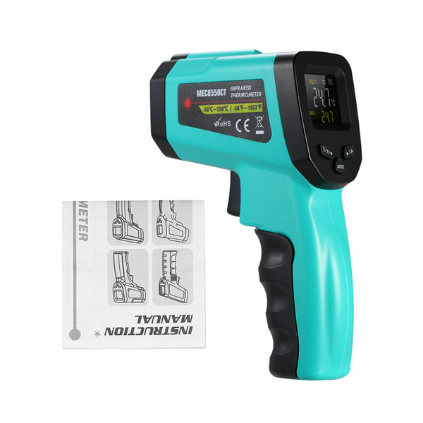 Non-contact IR Infrared Thermometer Digital Handheld Temperature Tester 12:1 Pyrometer Color LCD with Backlight