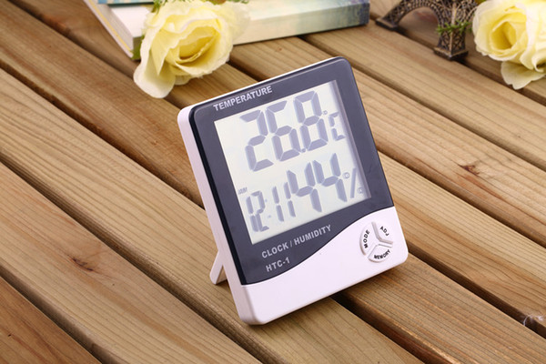 Indoor Temperature Humidity Meter Digital LCD Display Thermometer Hygrometer Weather Station Time Dispaly Alarm Clock