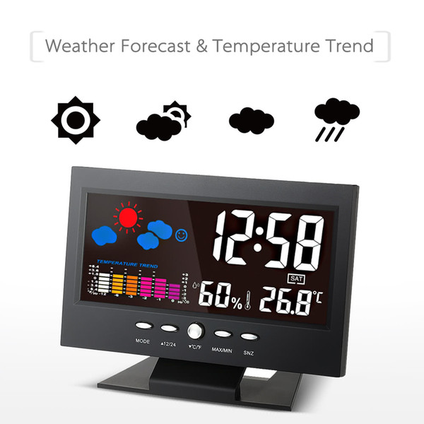 LCD Digital Temperature Humidity Meter Thermometer Hygrometer Calendar Alarm Clock Weather Forecast Station