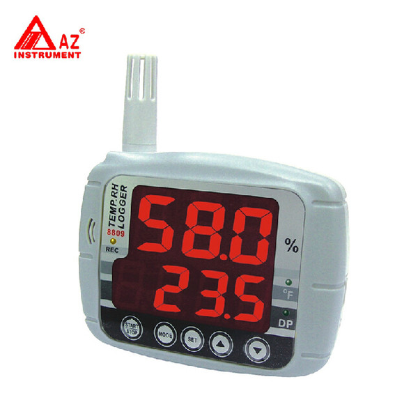 Temperature Humidity Dew Point Meter Tester Data Logger 16K Memory USB Red LED Display 8809