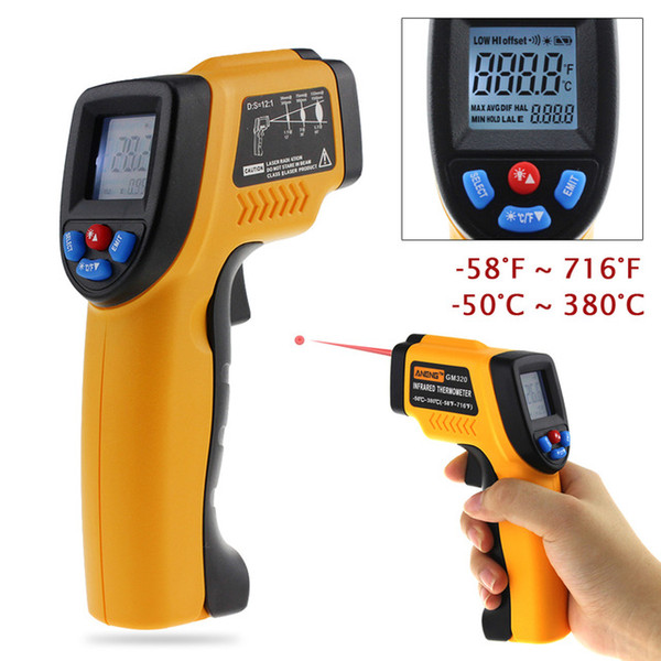 Infrared Thermometer Non-Contact Laser LCD Display IR Infrared Digital Pyrometer laser Outdoor thermometer Gun For Industry Home Use +NB