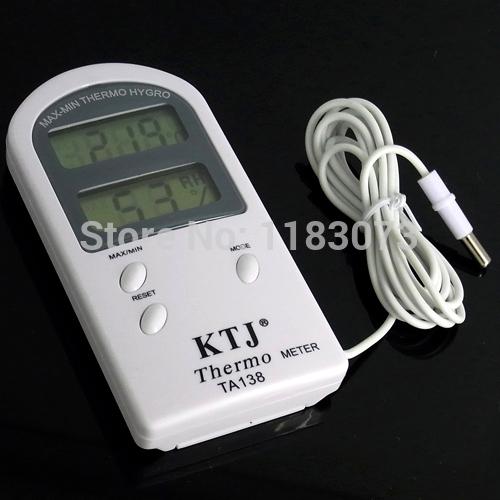 MAX-MIN Digital LCD Thermometer Hygrometer Desk Weather Station Thermo-Hygrometer With Sensor Probe TA138 Household Instrument Free Shipping