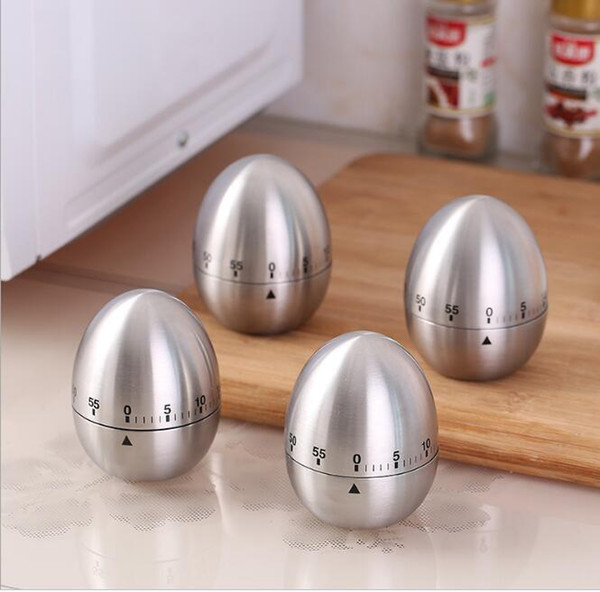 wholesale 50pcs Kitchen Timer Stainless Steel Mechanical Apple Egg Shape Cooking Timer Alarm 60 Minutes Countdown