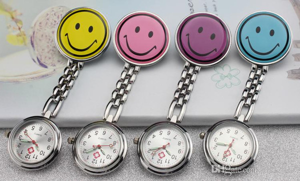 High Quality Precise Clip-On Pendant Quartz Movement Nurse Brooch Fob Tunic Pocket Watch With Smile Face Pendant Relojes Mujer