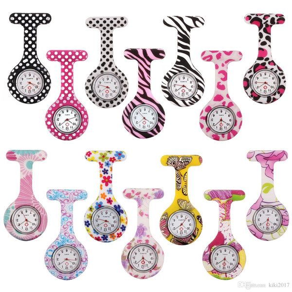 Circular Dial Fashion Unisex Nurse Doctor Jelly Silicone Rubber camouflage quartz watch Zebra Leopard Prints Pocket candy watches