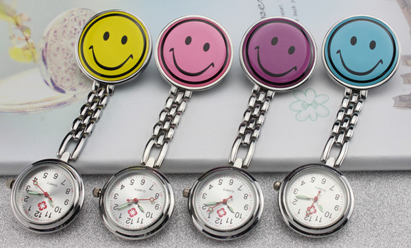 High Quality Precise Clip-On Pendant Quartz Movement Nurse Brooch Fob Tunic Pocket Watch With Smile Face Pendant Relojes Mujer