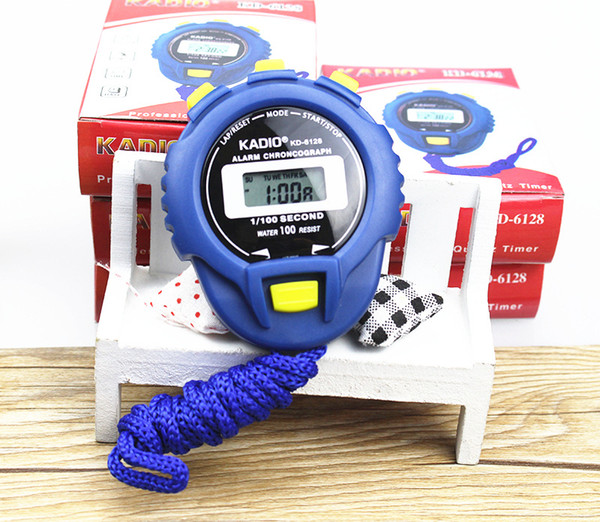 Newest Multifunctional Waterproof Alarm Chronograph electronic stopwatch running timer sports stopwatch timer KD-6128 blue free shipping