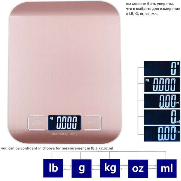 10KG 1g Digital Kitchen Stainless Steel Scale Big Food Diet Kitchen Cooking 10000g x 1g Weight Balance Electronic Scales