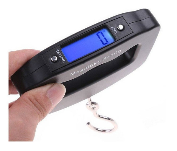 LCD Display Blue Backlight Digital Hanging Scale 50KG Weighing Scales d5 Steel Hook Luggage Scale