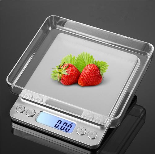 DHL Free shipping Digital Kitchen Scale 500 x 0.01g Pocket Size with PCS Tare Switch Weighing Units Multifunction Stainless Steel Platform