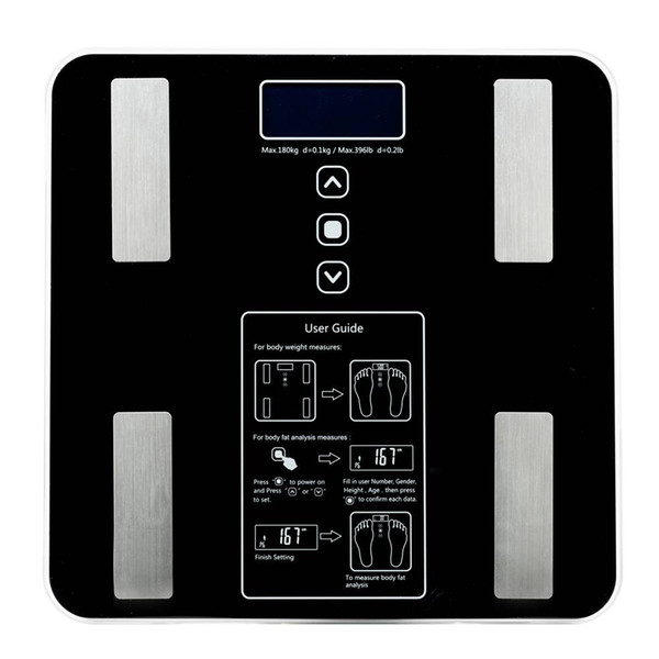 BF1606-B 180kg/100g Digital Body Fat Scale Health Analyser Fat Muscle BMI Black Electronic Weighing Scale