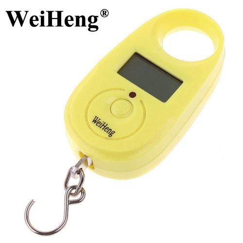 DHL 100PCS WeiHeng 25Kg 55lb 5g Portable Mini Digital Hanging Luggage scale Travel Hook Hanging Weighing Scale