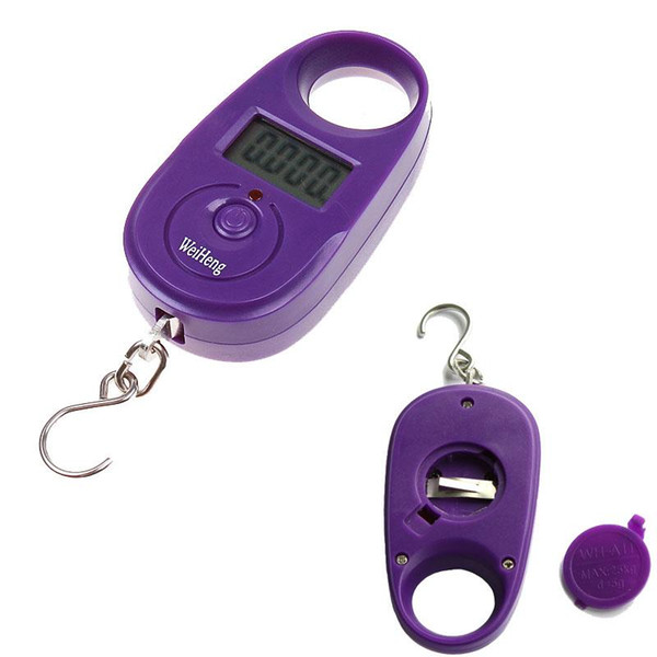 New Arrive 25kg x 5g Mini Electronic Digital Hanging Luggage Scale pocket Portable LCD Weight Weighing Scale Yellow Purple