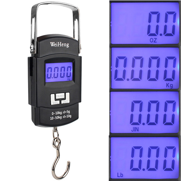 Max 50KG Black Hanging Scale Digital Luggage Scales Small Scale KG LB OZ JIN 4 units of weight Handheld Fishing Weighing Travel Suitcase