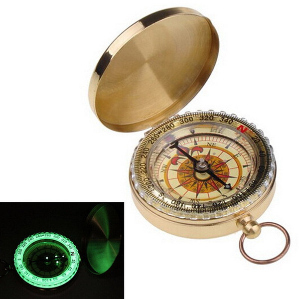 Portable Brass Pocket Compass Sports Camping Hiking Fluorescence Compass Navigation Camping Tools