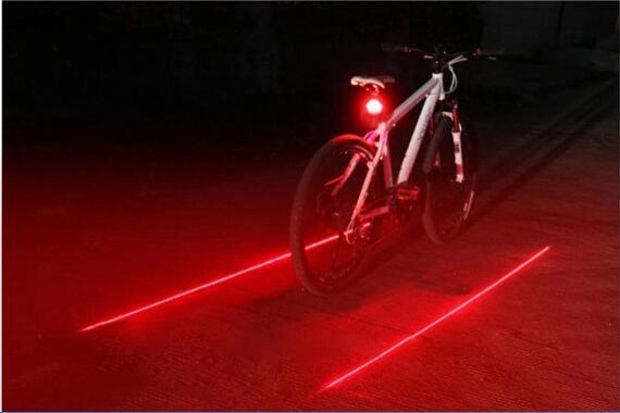 Bicycle laser taillight 5LED parallel line laser laser taillights Flying saucer modeling Mountain car safety warning lamp