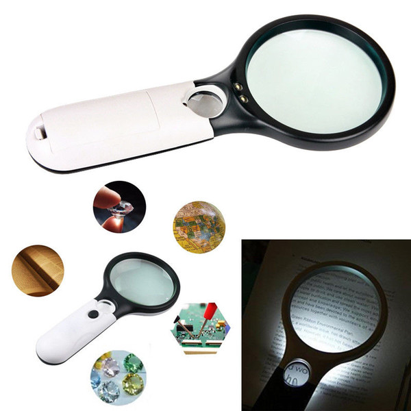 Scope magnifier 3 LED Light 45X Magnifying Glass Lens Handheld Mini Pocket Microscope Reading Jewelry GGA681 50pcs