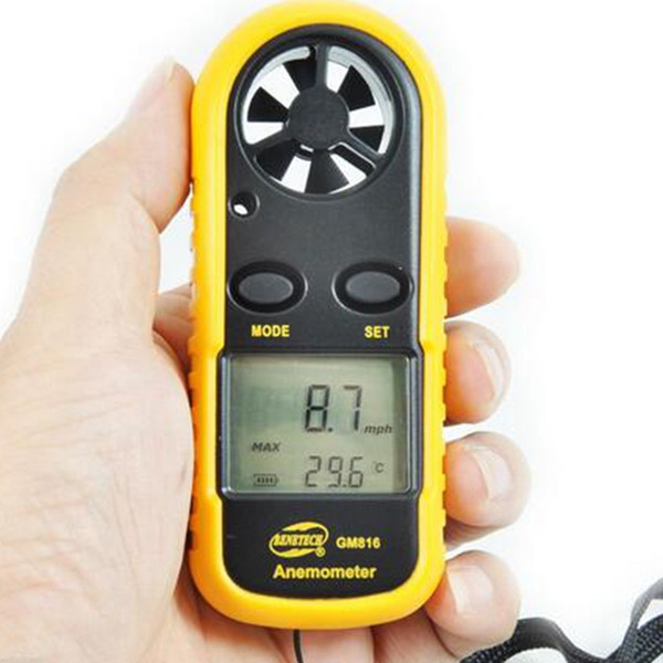 GM816 Pocket Smart Anemometer Air Wind Speed Scale Temperature Meter LCD Digital Display Measure Velocity Free shipping