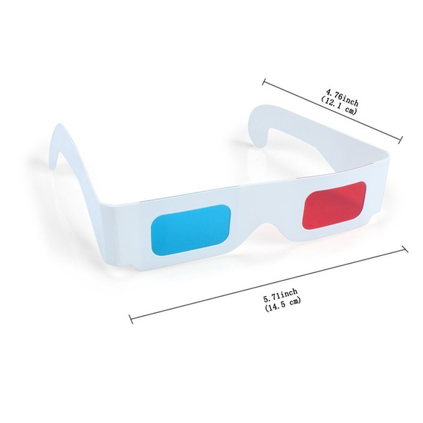 New 3D Glasses Red/Blue Cyan Paper Card 3-D Anaglyph Glasses White Paper goof view popular