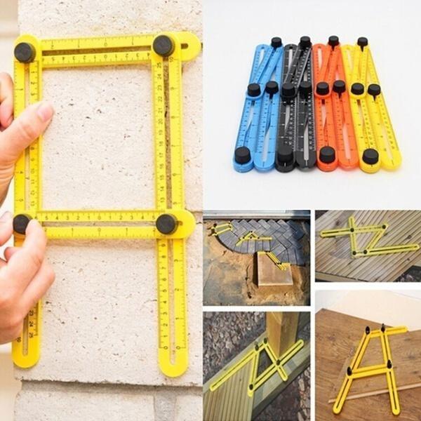 Measuring Instrument Angle-izer Template Tool Four-Sided Ruler Mechanism Slide (Color: Yellow)