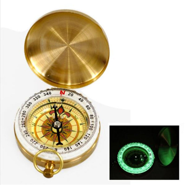 Fluorescence Compass Navigation Outdoor Sports Camping Hiking Portable Brass Pocket Golden Multifunction New Arrival Camping Tools