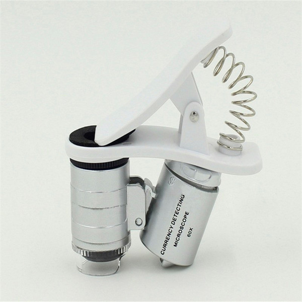 Freeshipping 60 times magnifying glass microscope 60x Lens Universal Mobile magnifier clip 10pcs/lot