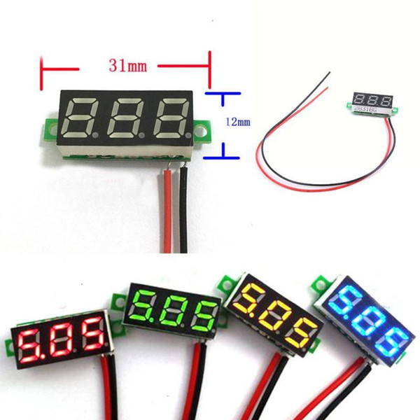 DC 0-30V 2 Wire LED Display Digital Voltage Voltmeter Panel Car Motorcycle Green Voltage Meters Electrical Instruments