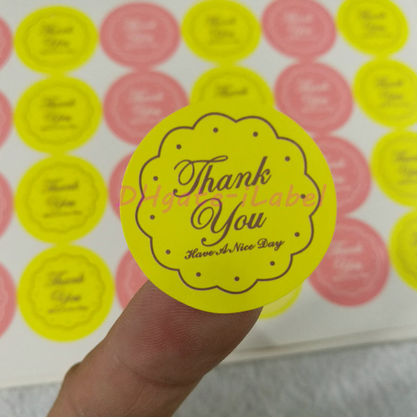 360PCS Mixed Yellow/Pink THANK YOU Design Sticker 27*27mm 1.06