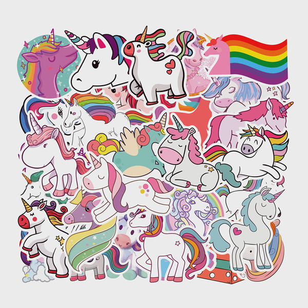 50pcs unicorn Adhesive Stickers for laptop suitcase Luggage Car Styling Bicycle Motorcycle Doodle Decals Cute Funny waterproof Sticker