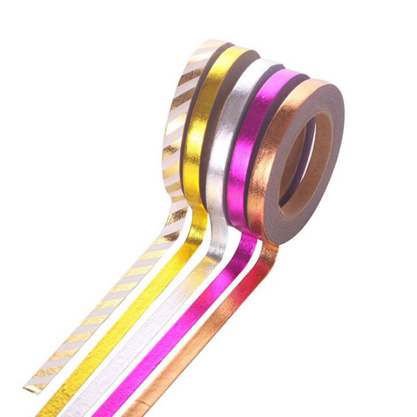 5 Pcs/set Kawaii Foil Gold Slim Washi tape Scrapbooking DIY Sticker Deco Christmas Masking Tape School Supplies 2016