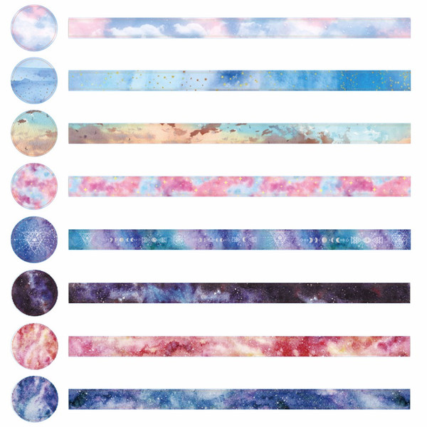 32 pcs/Lot Starry star masking tape 15mm Beautiful sky Galaxy color paper washi tapes stickers Stationery material escolar A6013