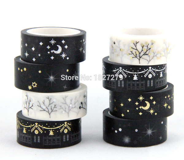 Wholesale-New! Golden blocking paper washi tape single side for masking glod and silver adhesive tape free shipping 15mm*5m