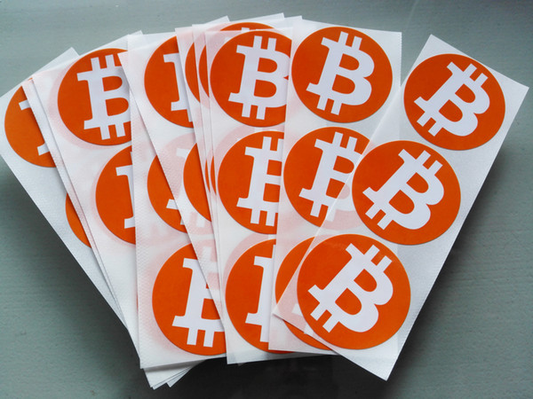 240pcs 40mm diameter bitcoin logo label sticker, orange color printing on gloss paper, Item No.FS03