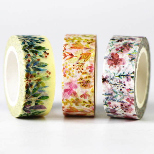 3 Rolls Colorful washi tape set - Flower theme washi tape DIY Scrapbook Paper Photo Album Masking 2016