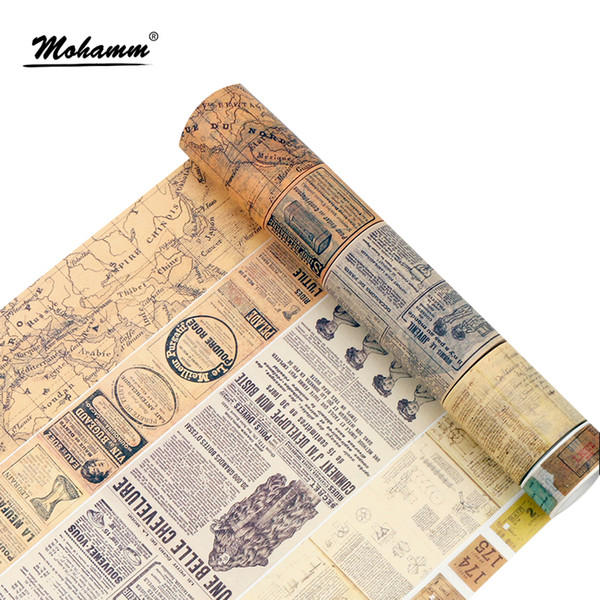 Creative Retro Newspaper Map Gothic Decorative Adhesive Tape Washi Tape DIY Scrapbooking Masking School Office Supply 2016