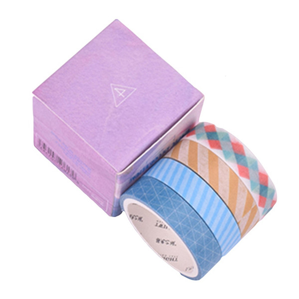 4 Pcs/Box New Simple Color Square Grid Washi Tape DIY Decoration Scrapbooking Planner Masking Tape Adhesive Label Sticker 2016