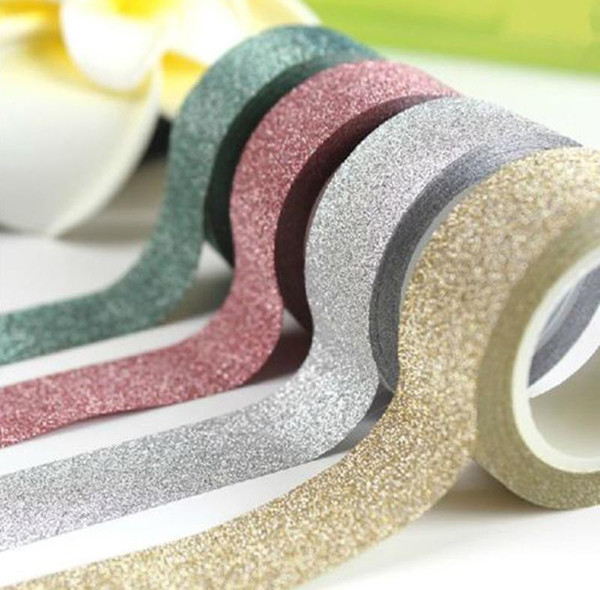 2016 New 5M DIY Self-adhesive Glitter Washi Paper Tape Sticker Wedding Birthday Festival Decoration Home Decor